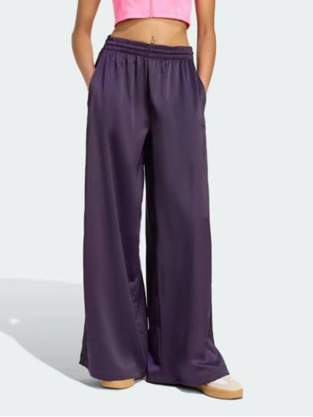 Satin Wide Leg Adidas Pants in Purple Size 6